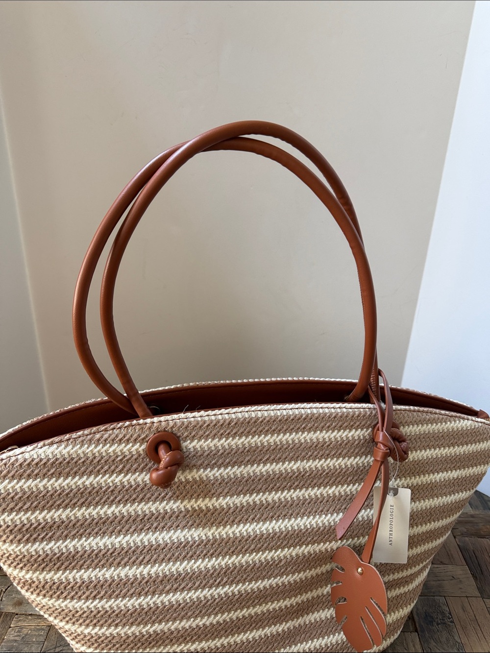 AOTA Anthropologie Jessica Raffia Tote Bag NWT - Picture 3 of 11